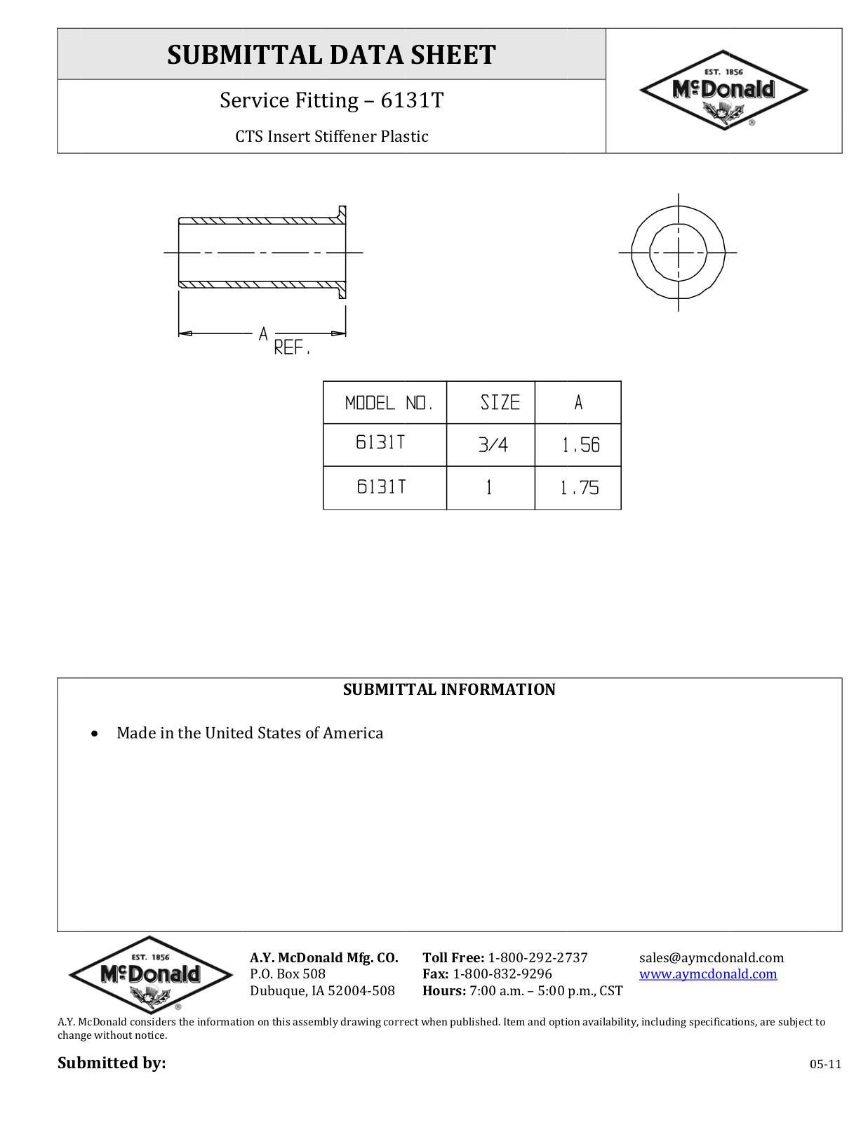 A.Y. McDonald 6131T User Manual