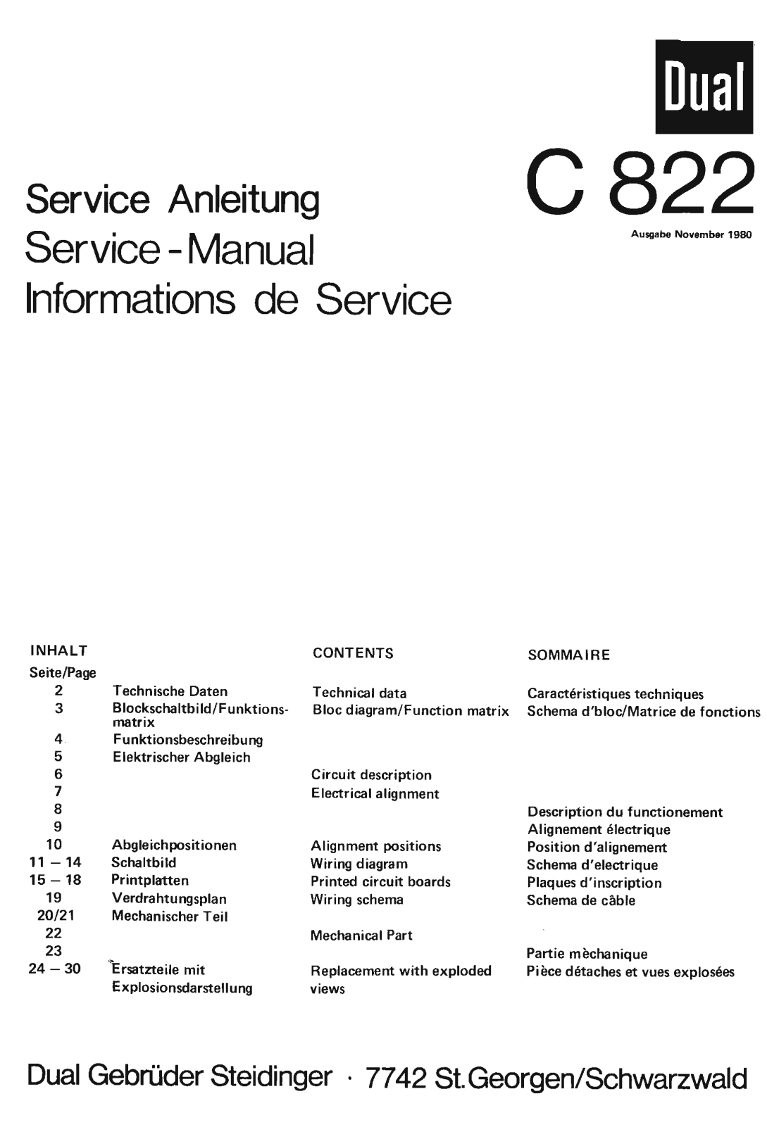 Dual C-822 Service Manual