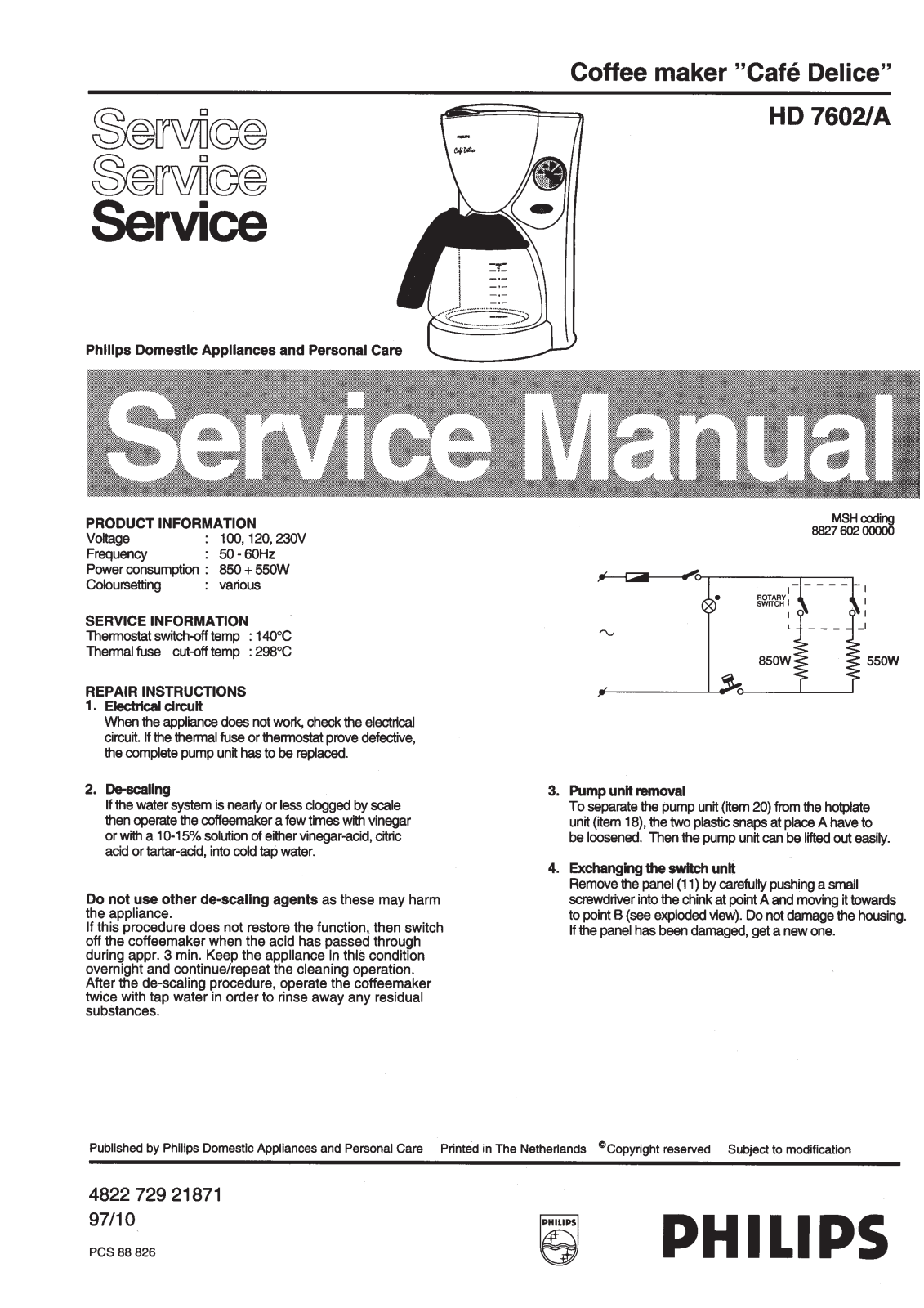 Philips HD 7602-A Service Manual