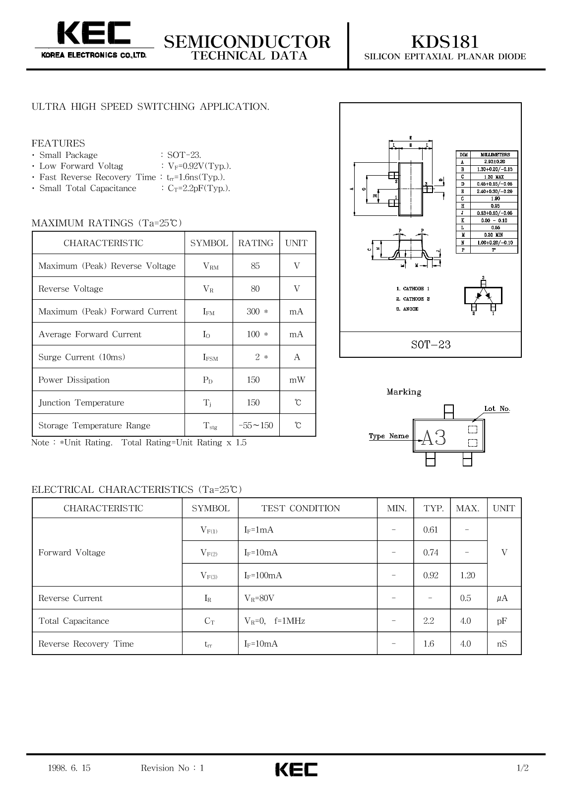 KEC KDS181 Datasheet