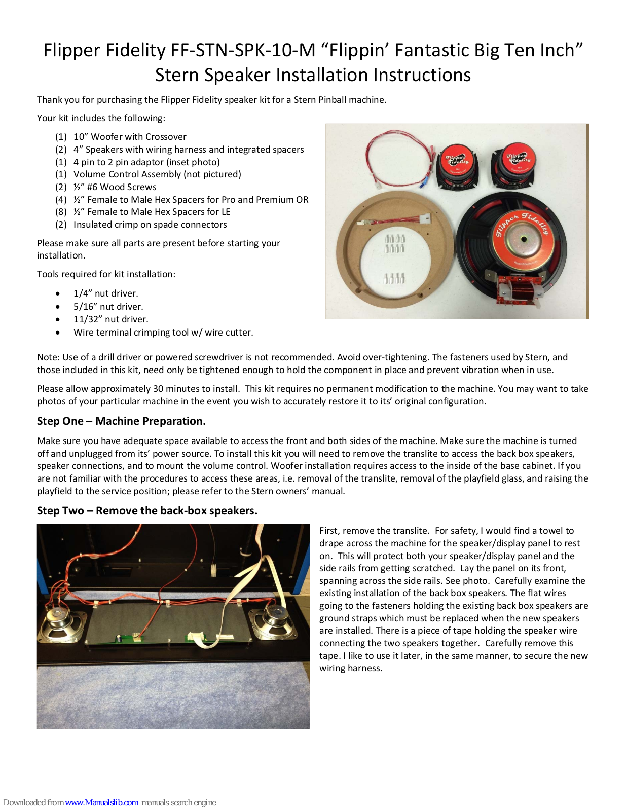 Flipper Fidelity FF STN SPK 10 M Installation Instructions Manual