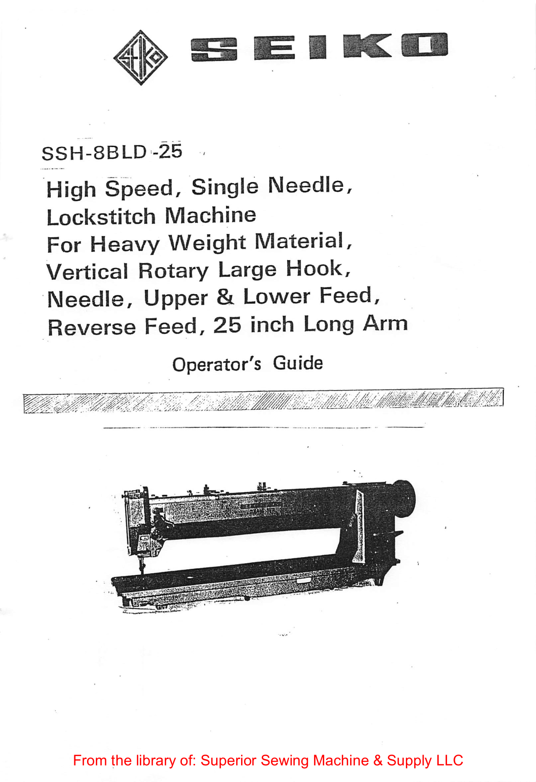 Seiko SSH-8BLD-25 Instruction Manual
