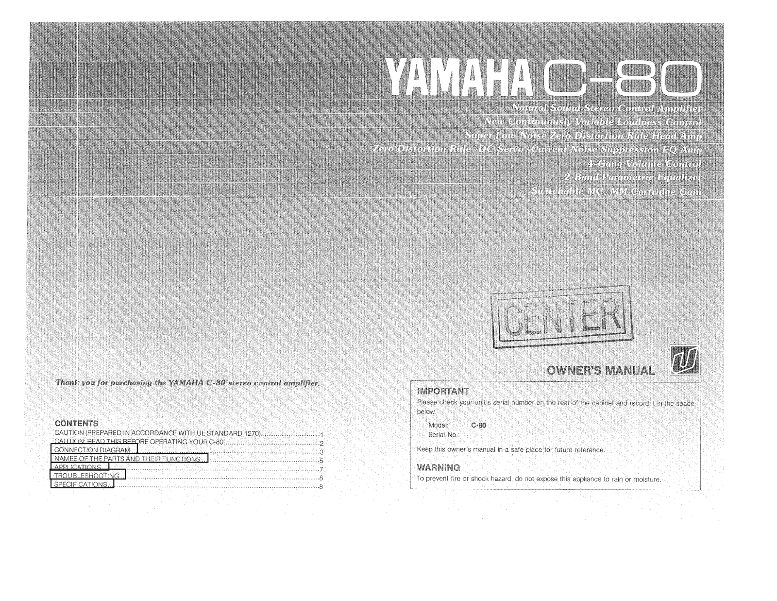 Yamaha C-80 Owner Manual