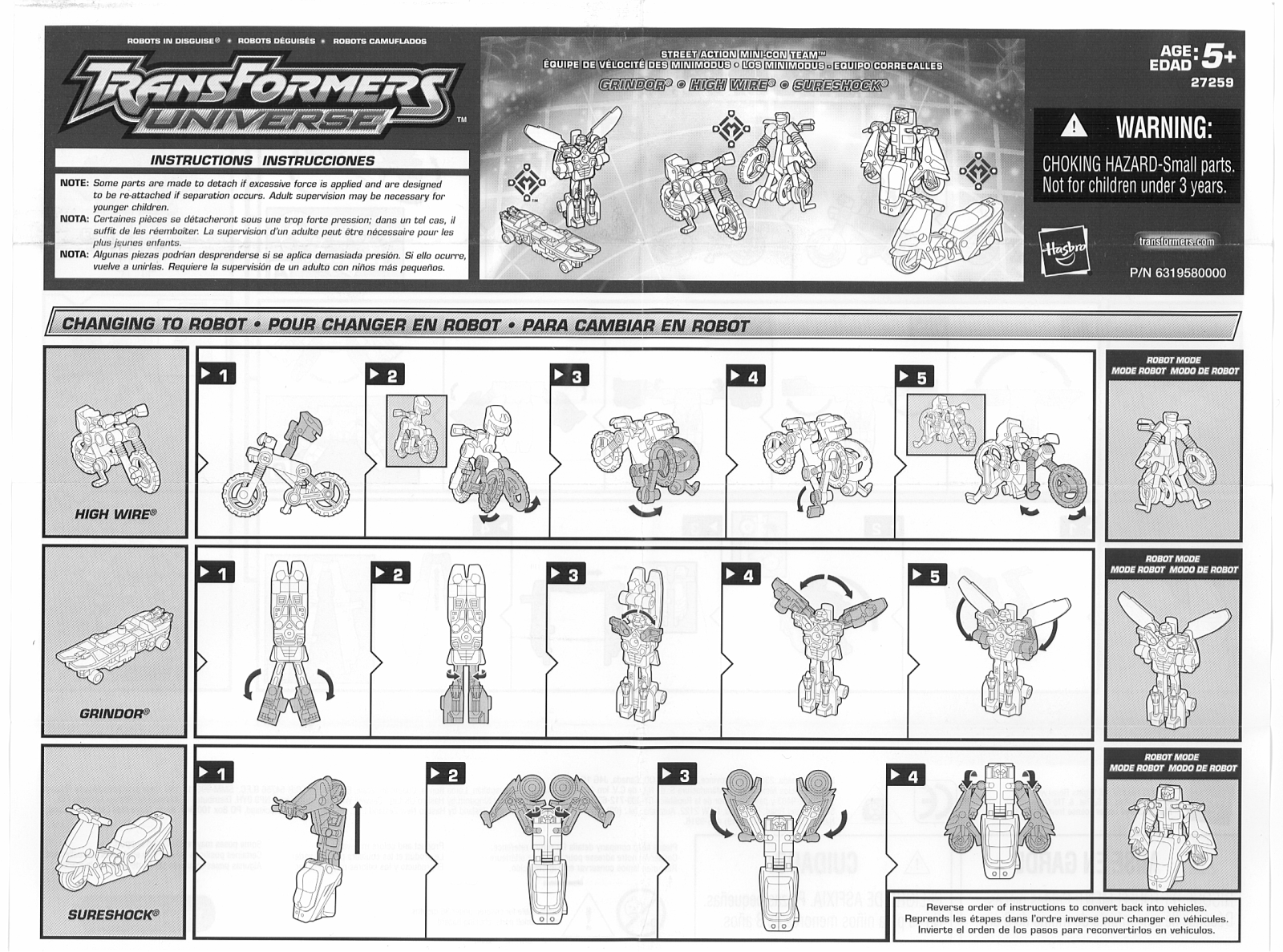 HASBRO Transformers Universe Street Action Minicon Team User Manual