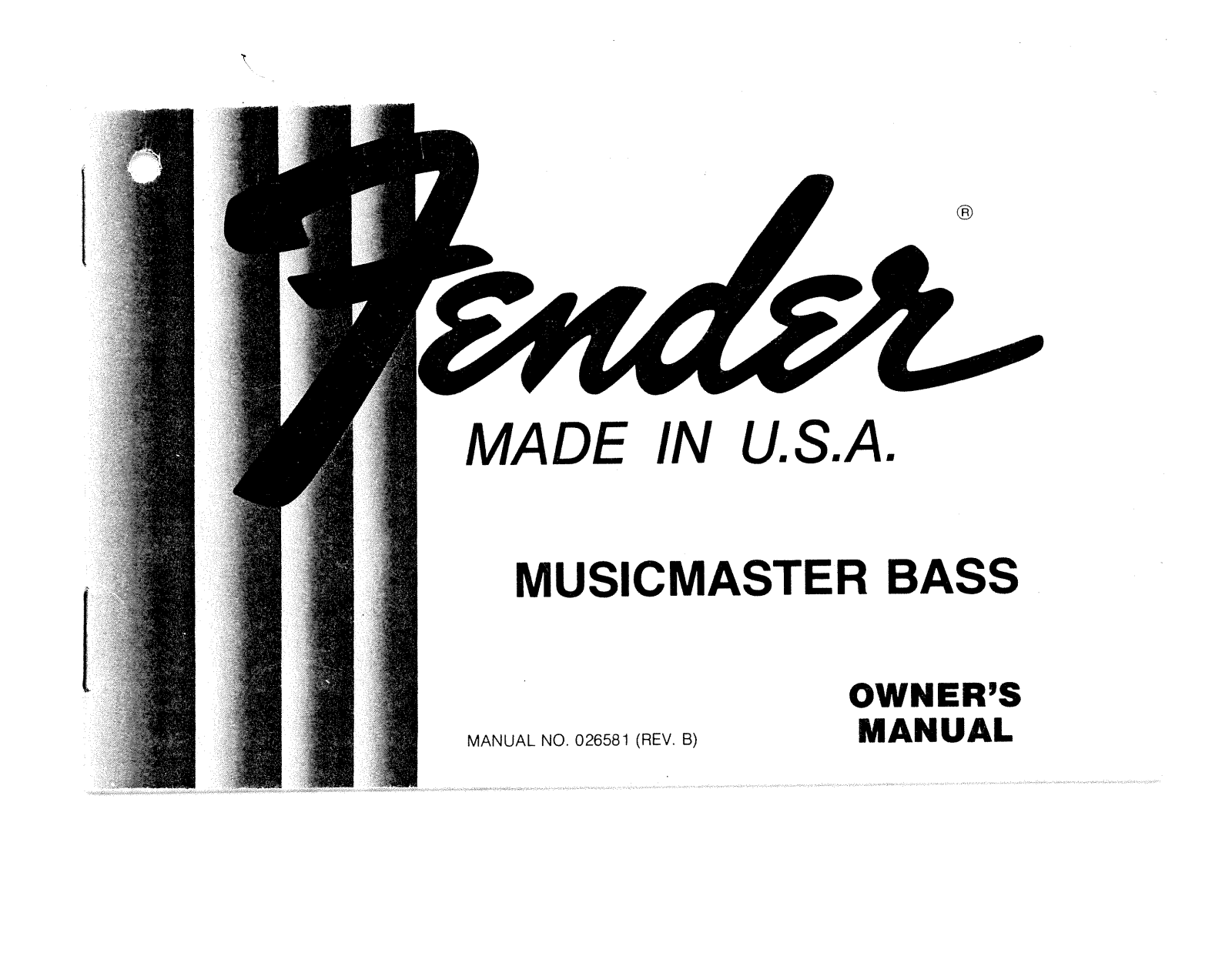 Fender Musicmaster Bass Owner's Manual