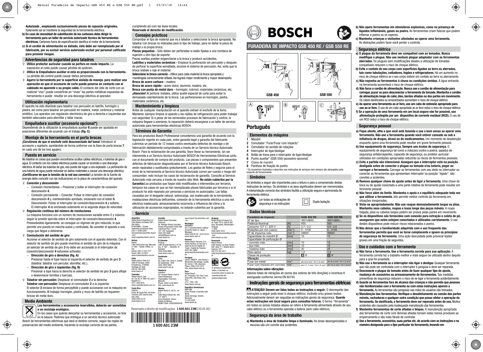 Bosch GSB 450 RE, GSB 550RE User Manual