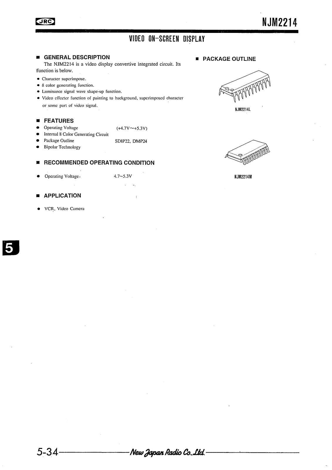 JRC NJM2214M, NJM2214L Datasheet