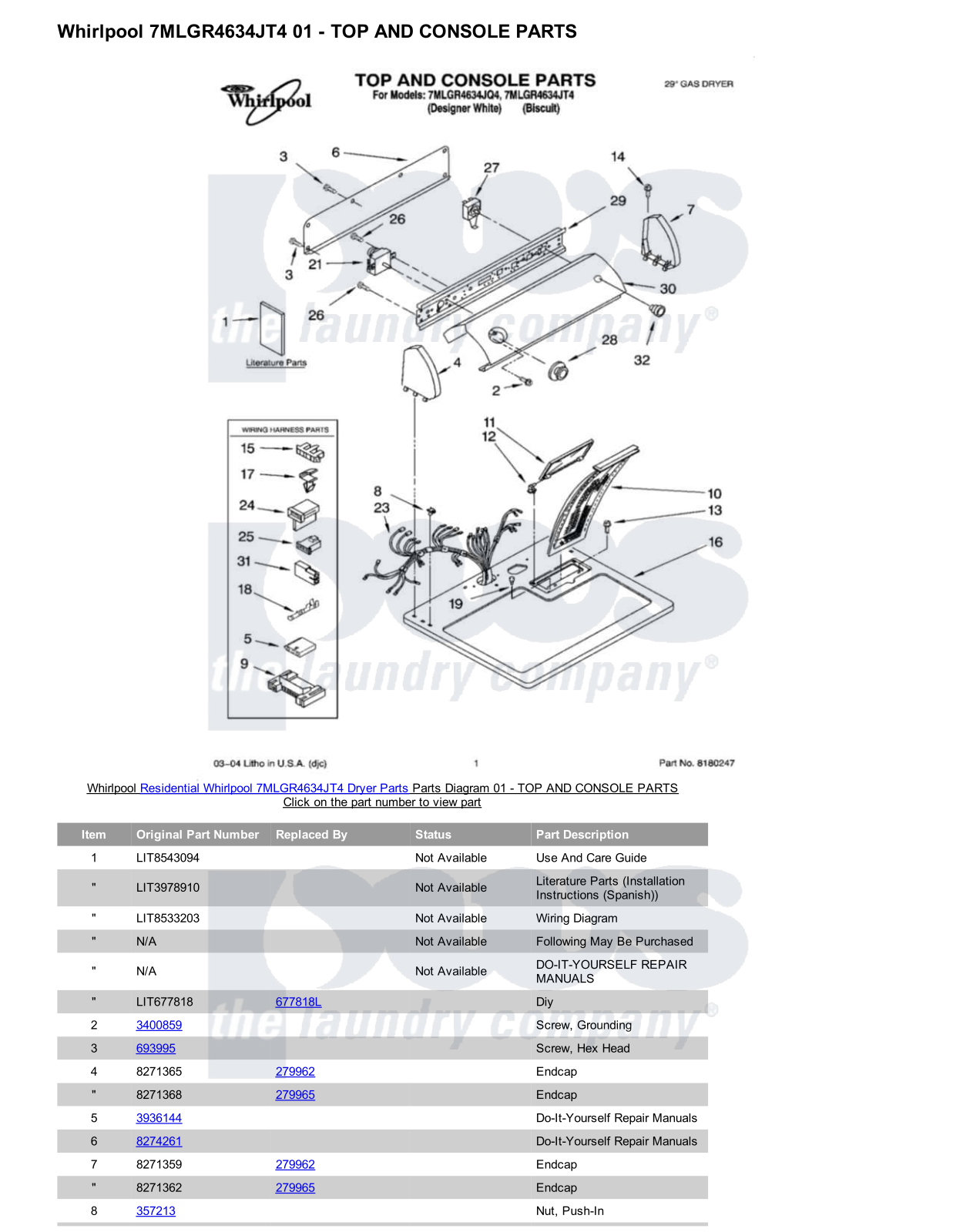 Whirlpool 7MLGR4634JT4 Parts Diagram