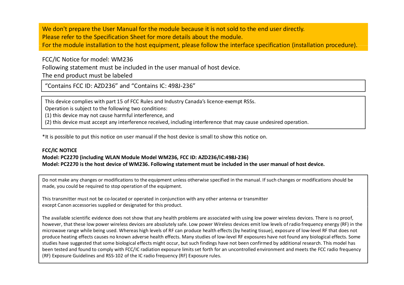 Canon 236 User Manual