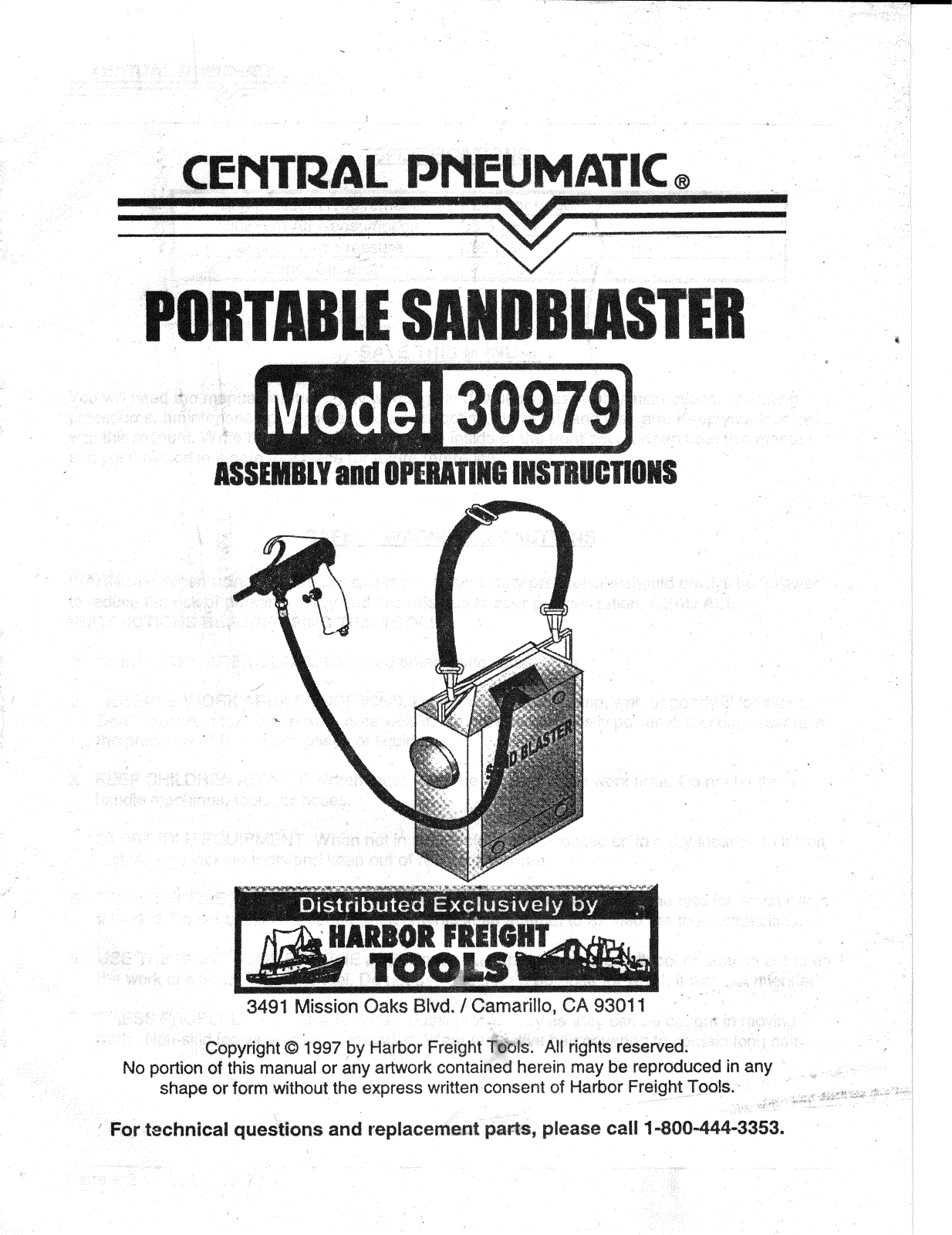 Central Pneumatic 30979 User Manual