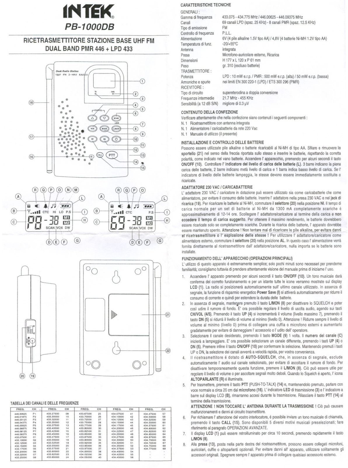 Intek PB 1000-DB User Manual