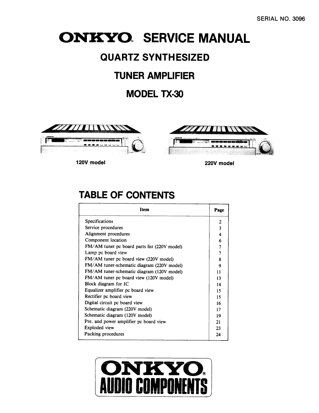 Onkyo TX-30 Service manual