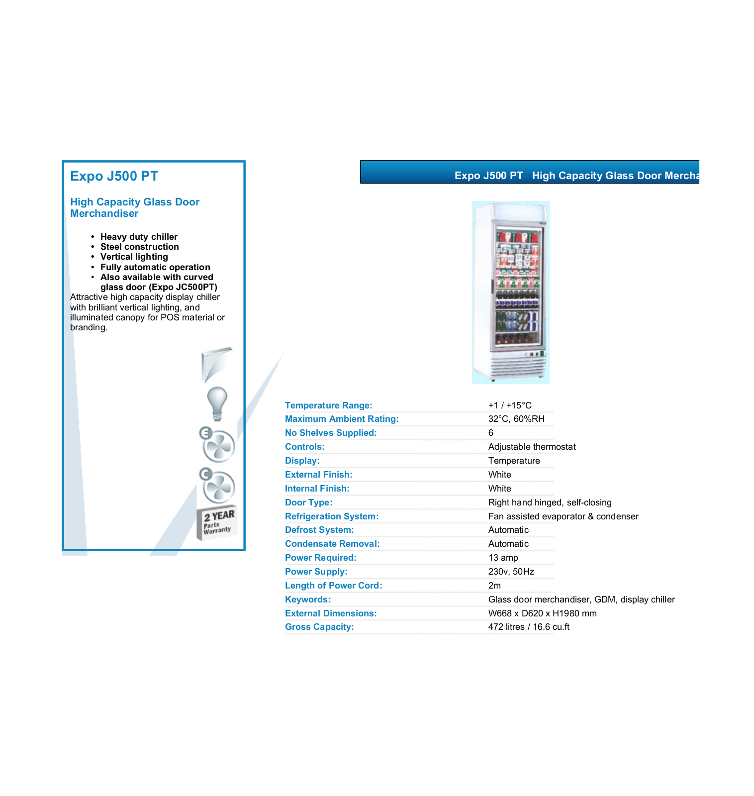 Valera EXPO J500 PT DATASHEET