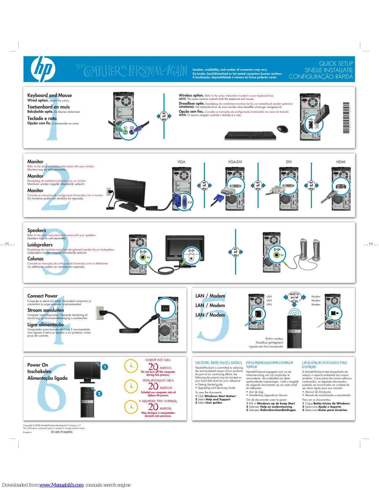 HP Pavilion Elite M9510f, Pavilion Elite M9515f, Pavilion Elite M9520f, Pavilion Elite M9650f, Pavilion Elite M9660f Quick Setup Manual