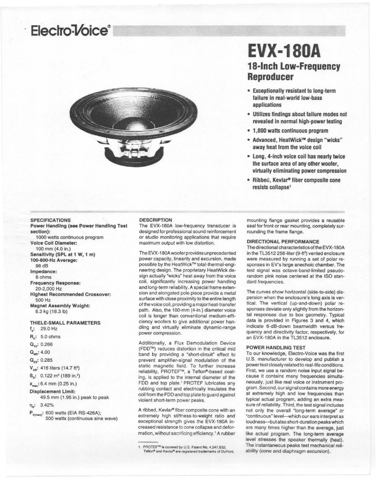 Electro-Voice EVX-180A User Manual