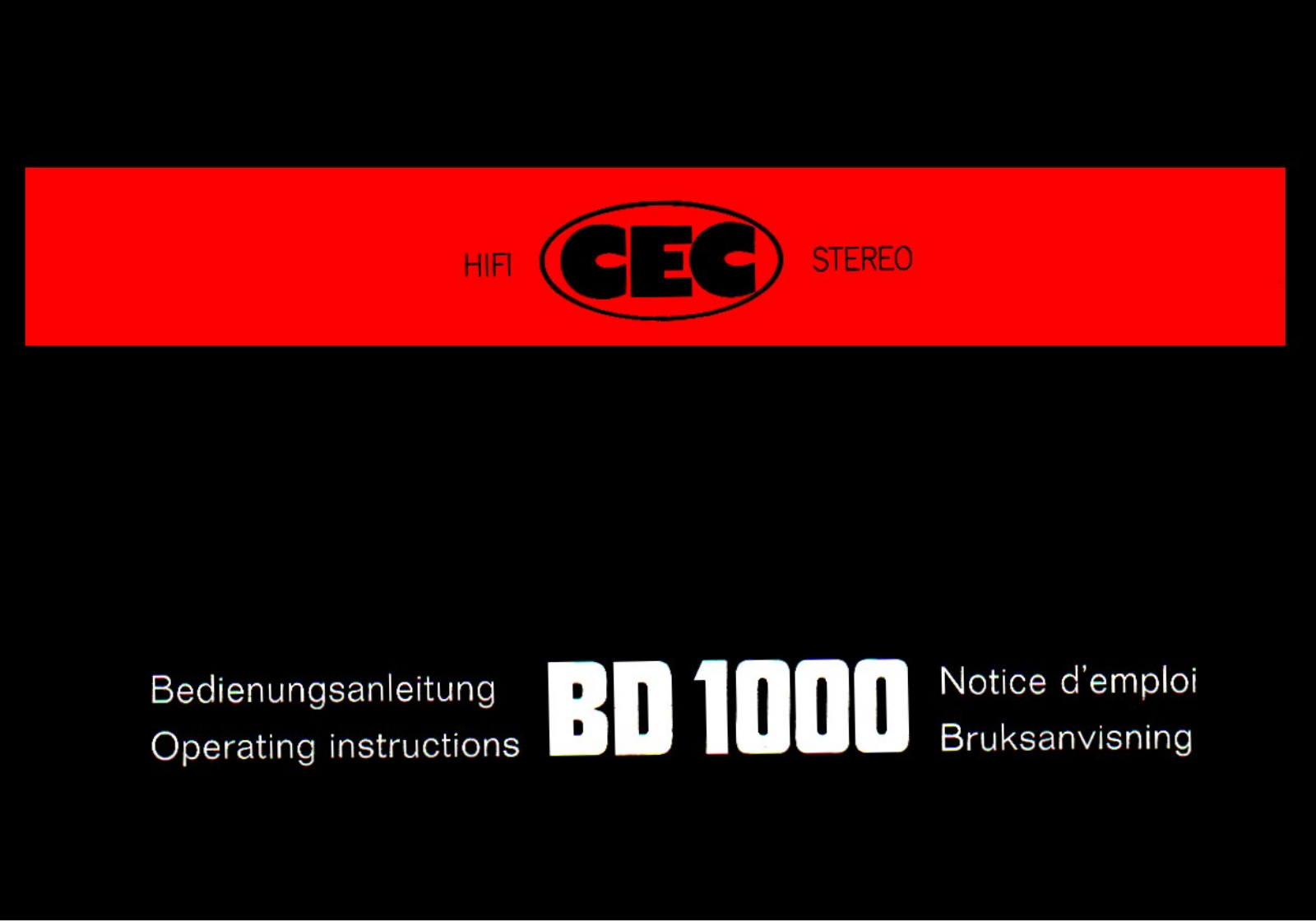 C.E.C. BD-1000 Owners manual