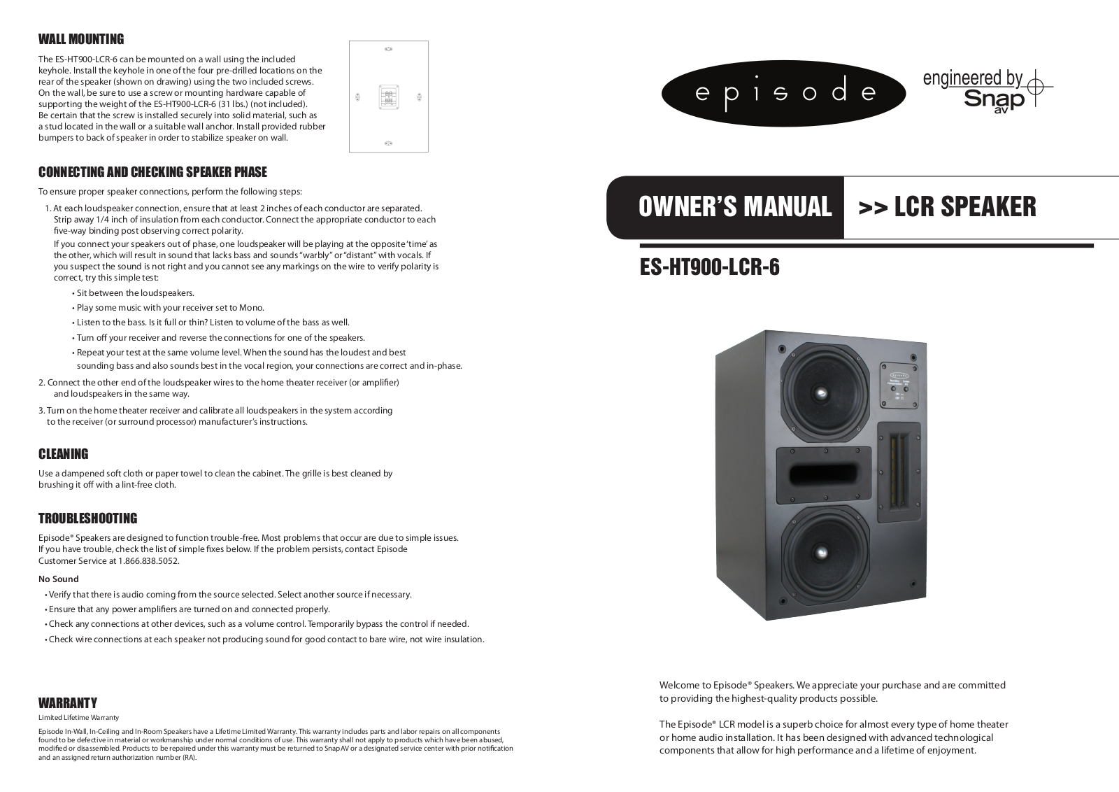 Episode ES-HT900-LCR-6 User Manual