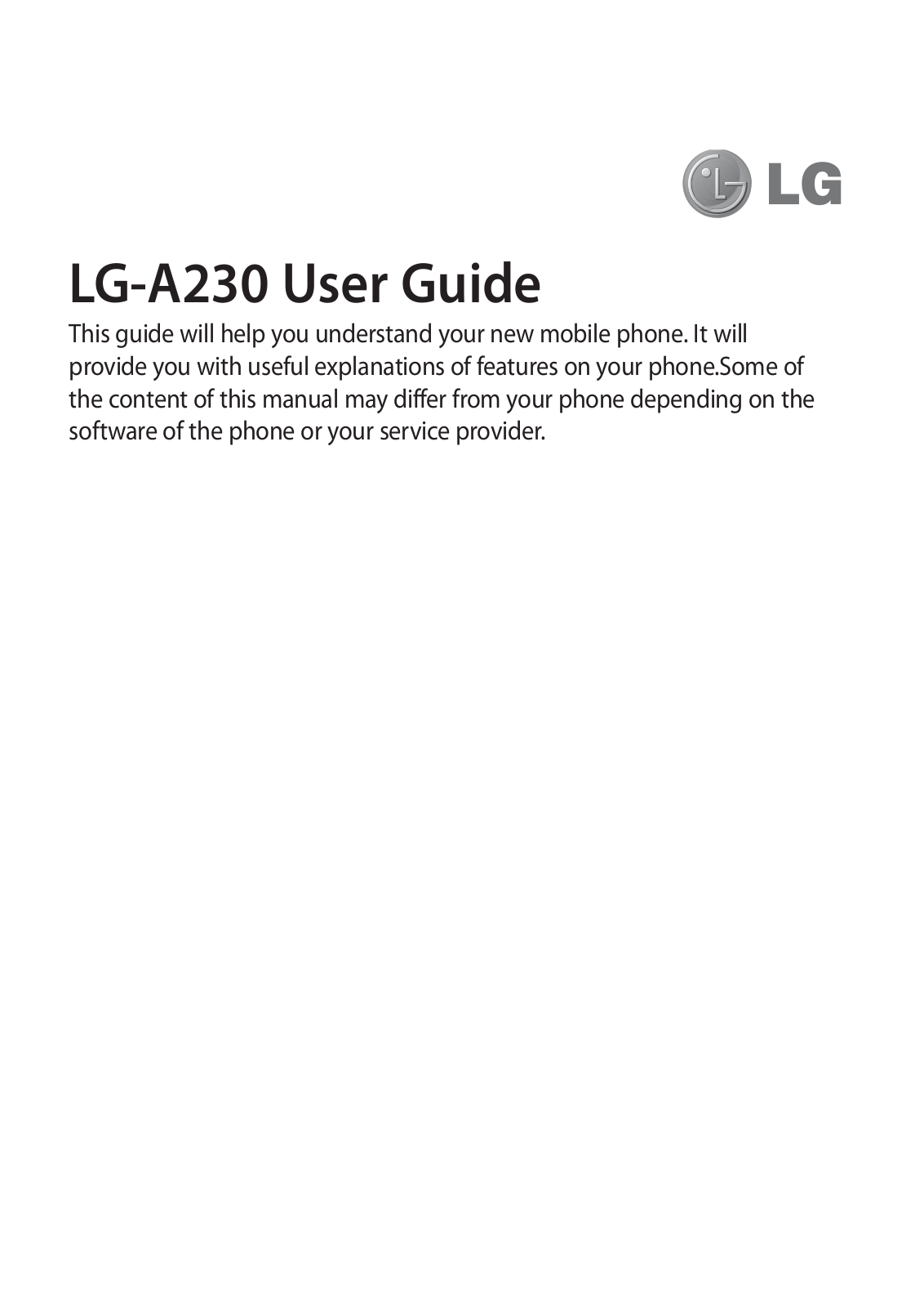 LG A230 Users manual