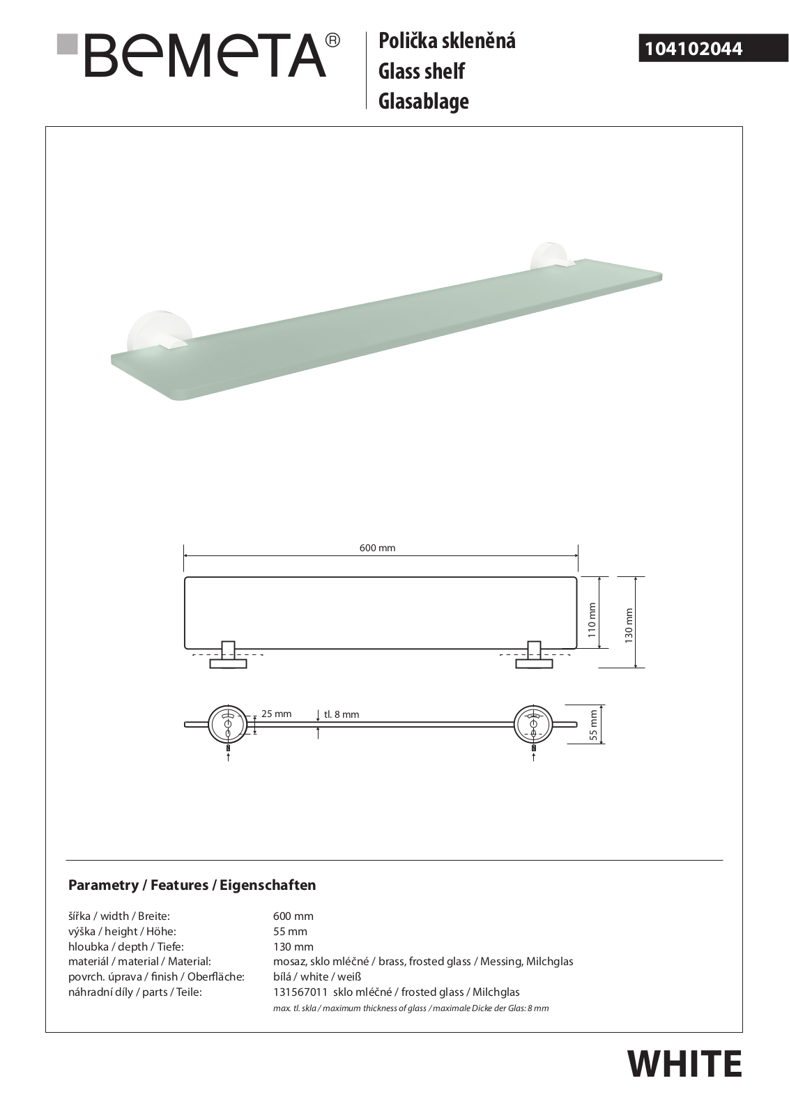 Bemeta White 104102044 User guide