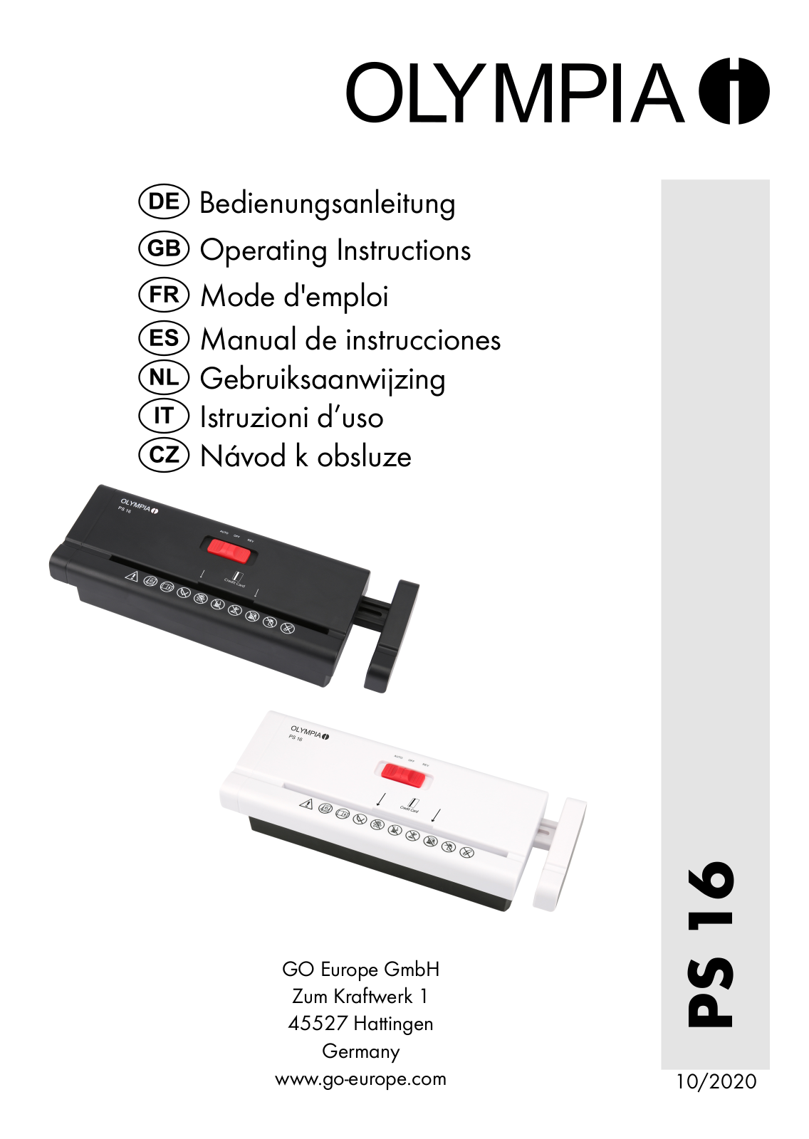 Olympia PS 16 User guide