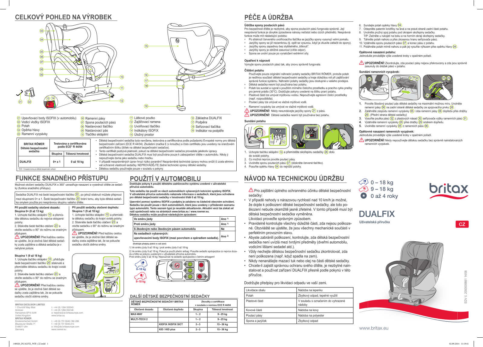 Britax/Römer Dualfix, FIRST CLASS PLUS User Manual