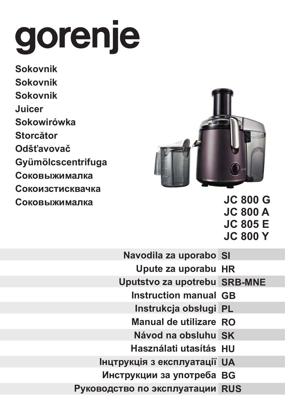 Gorenje JC805E User Manual