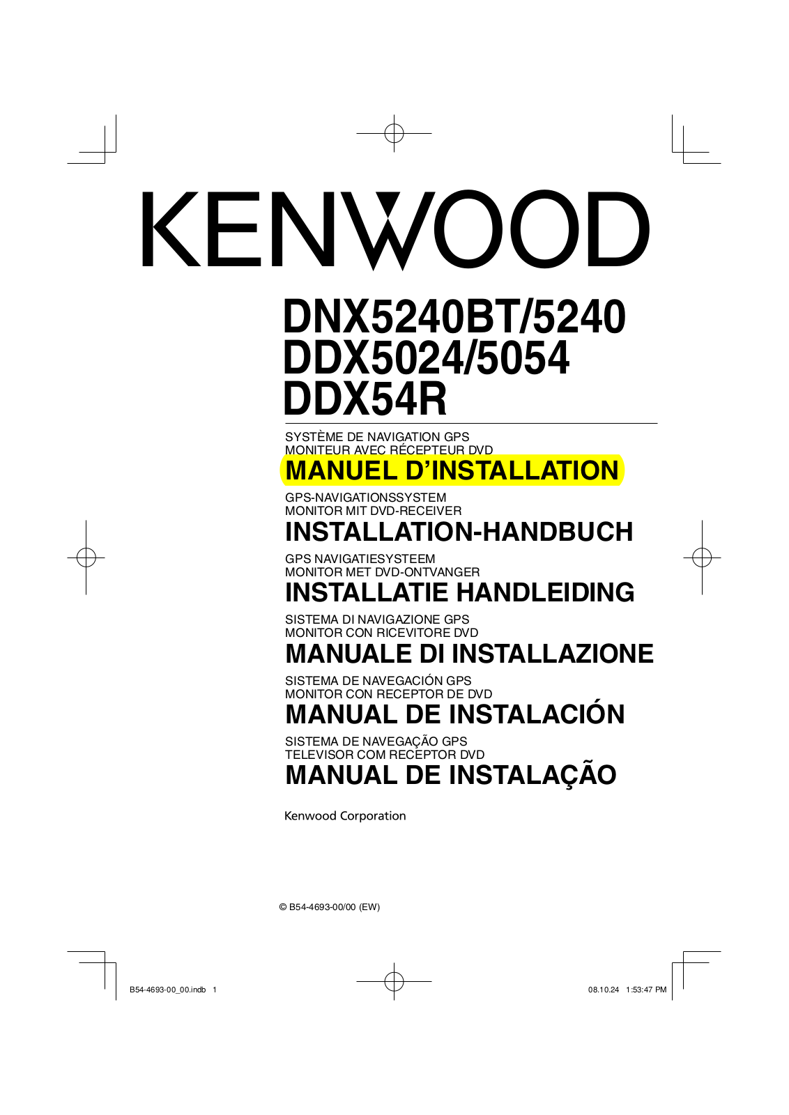 KENWOOD DDX5054, DNX5240BT User Manual