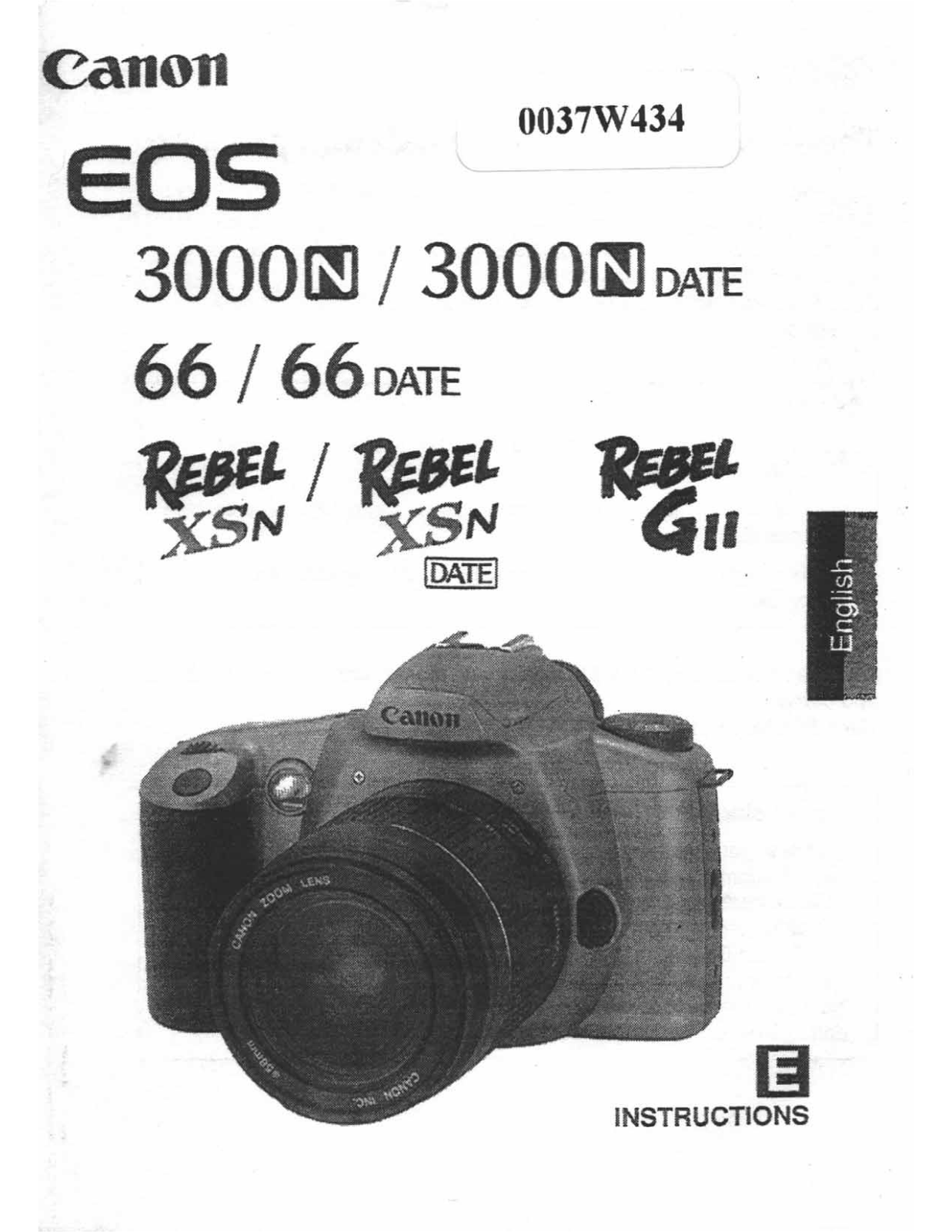 Canon EOS 66, EOS Rebel XSN, EOS 3000N Operating Instructions