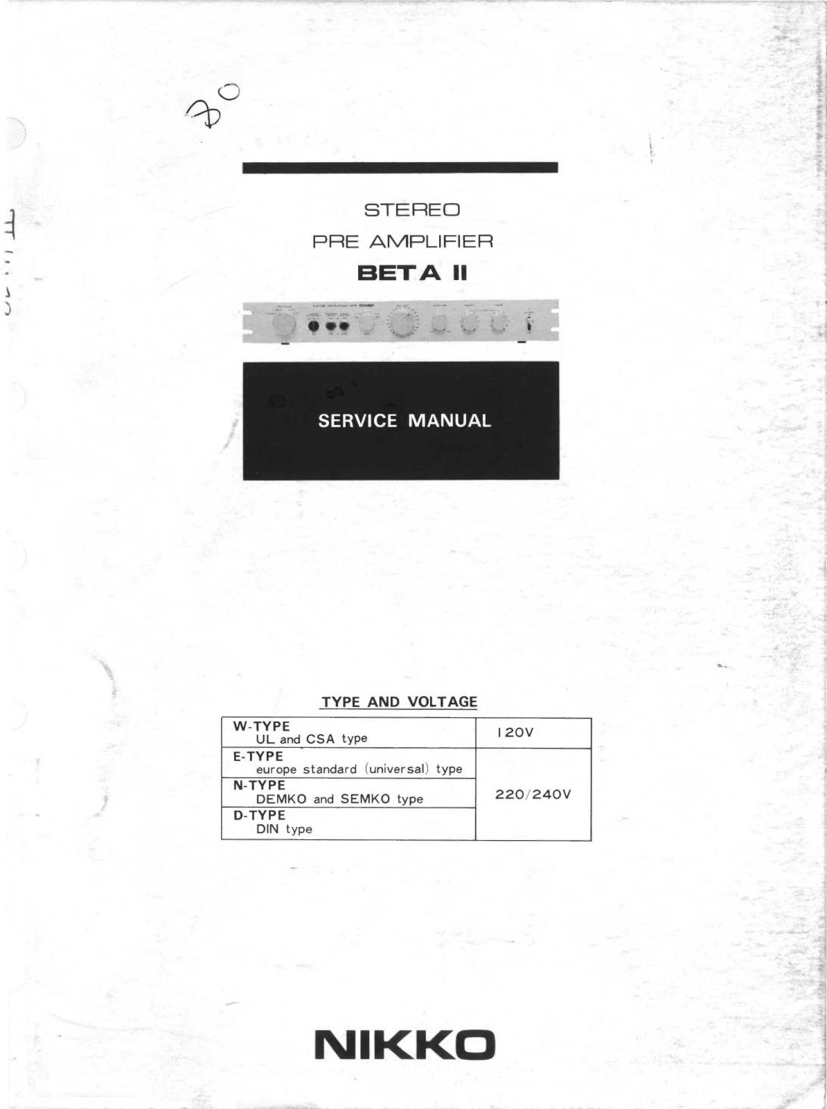 Nikko Beta-2 Service Manual