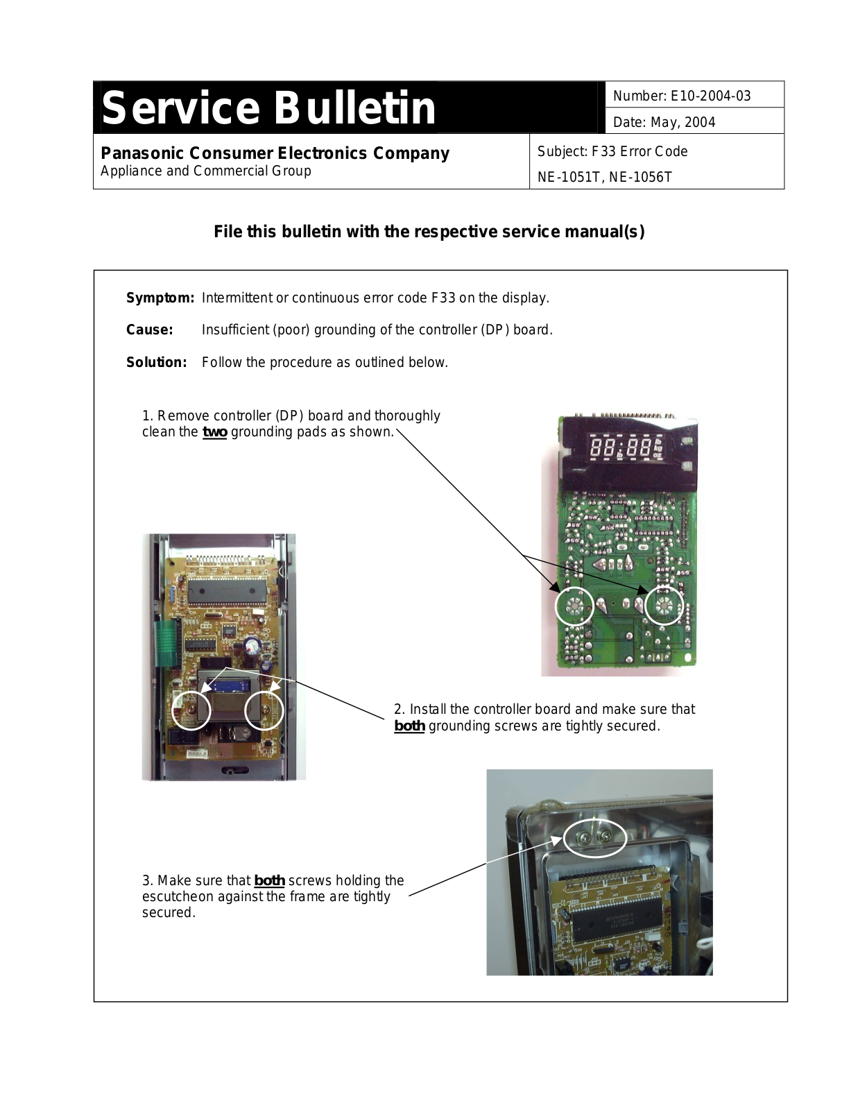 Panasonic NE-1051T, NE-1056T Service Manual