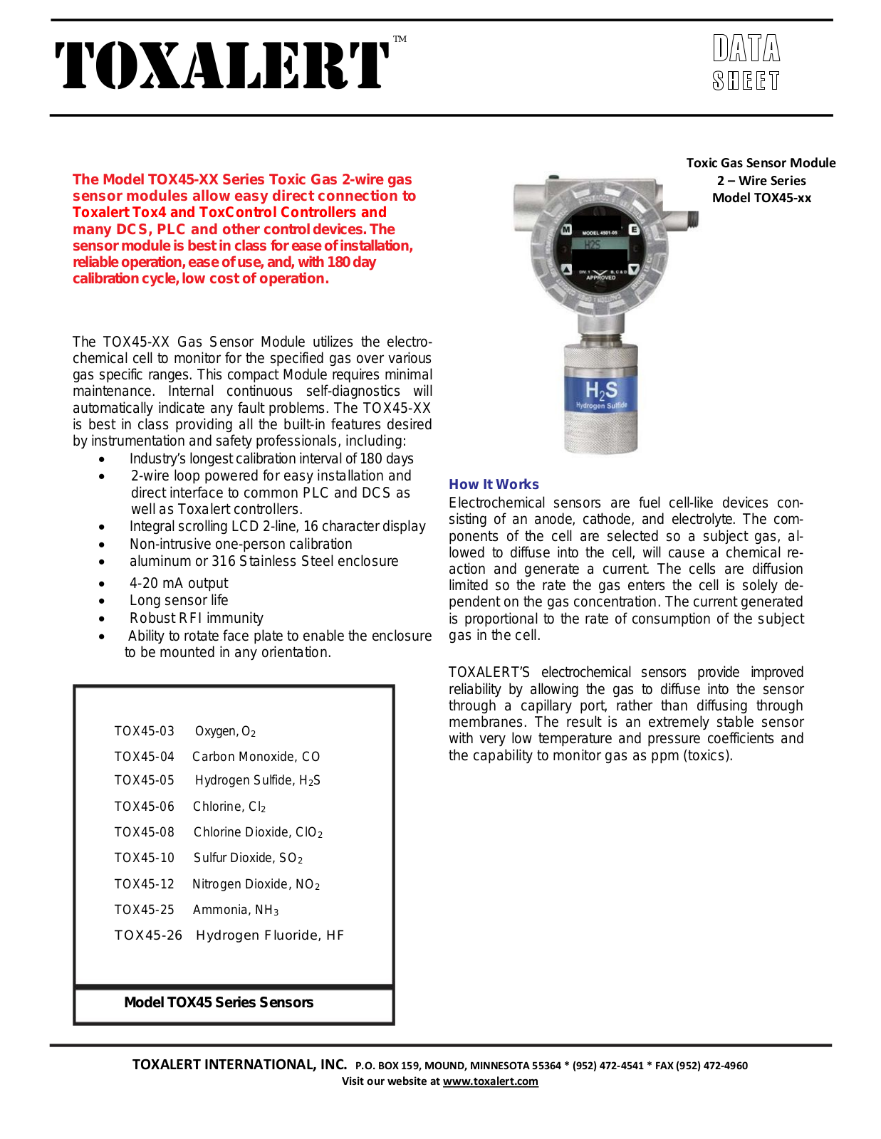 Toxalert Tox-45-xx User Manual