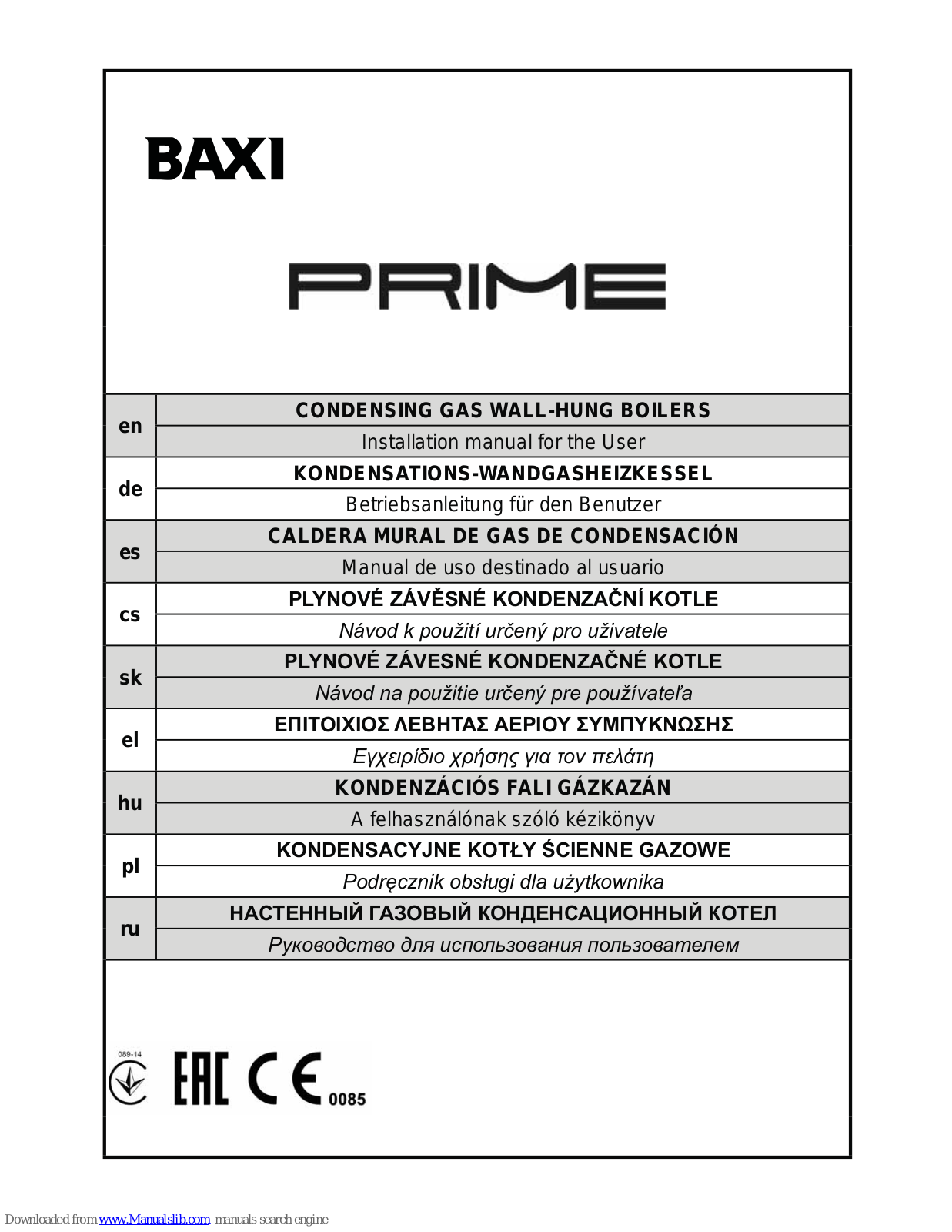 Baxi PRIME 24, PRIME 28 Installation Manual - ManualMachine.com
