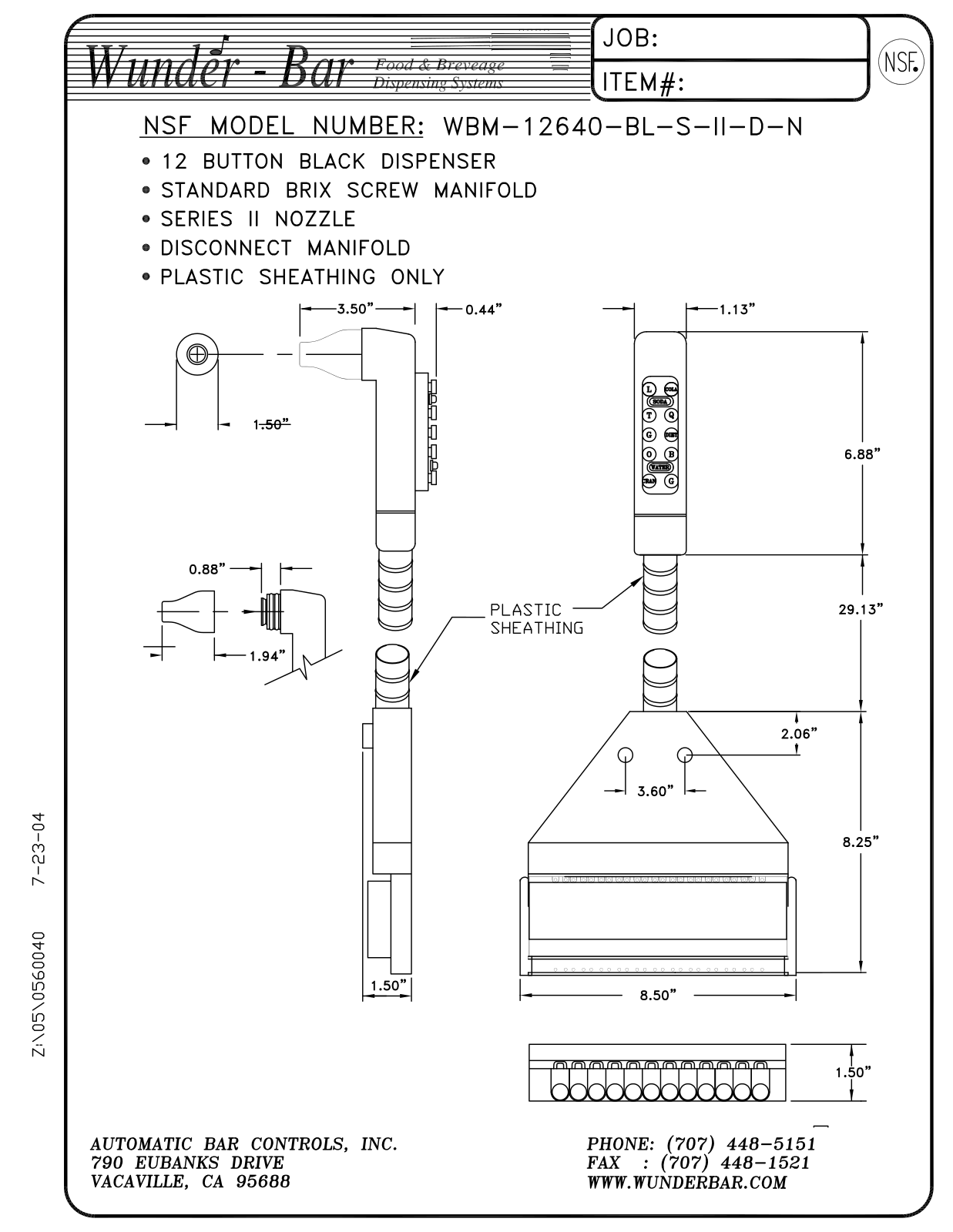 Wunder Bar WBM-12640-BL-S-II-D-N User Manual