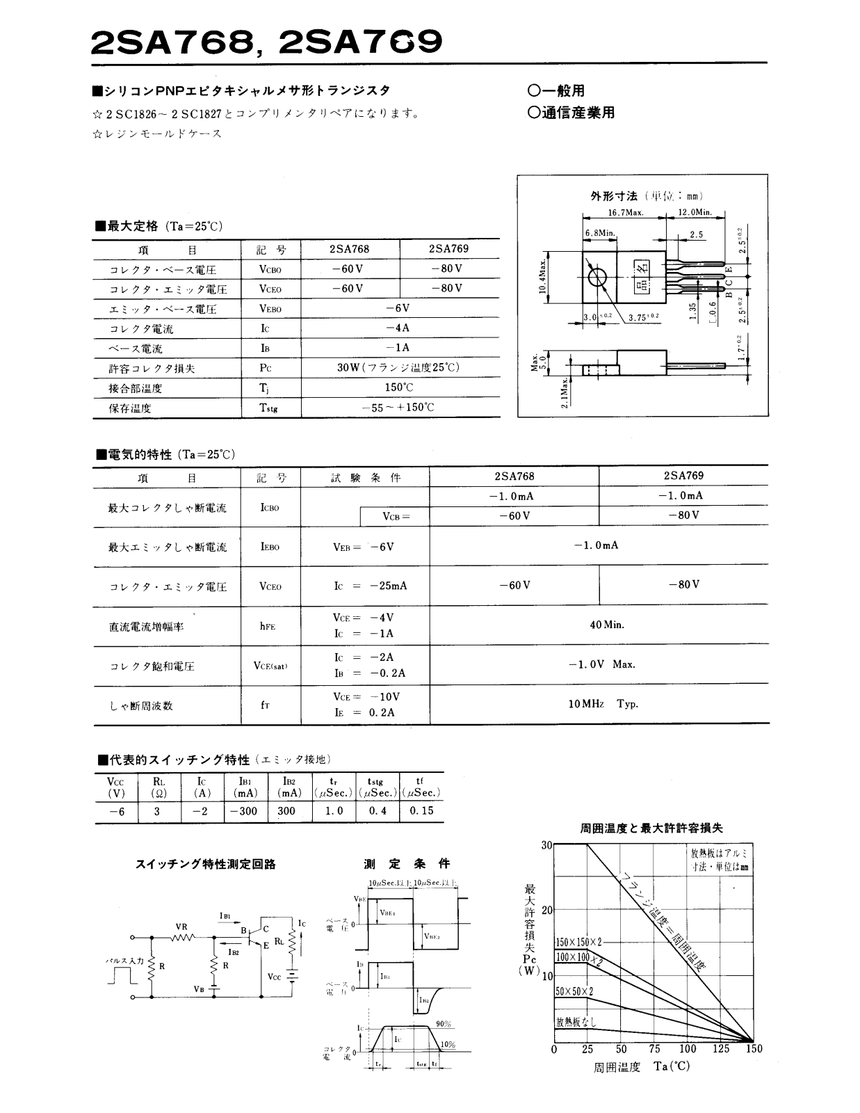 Datasheet 2SA768 Specification - ManualMachine.com