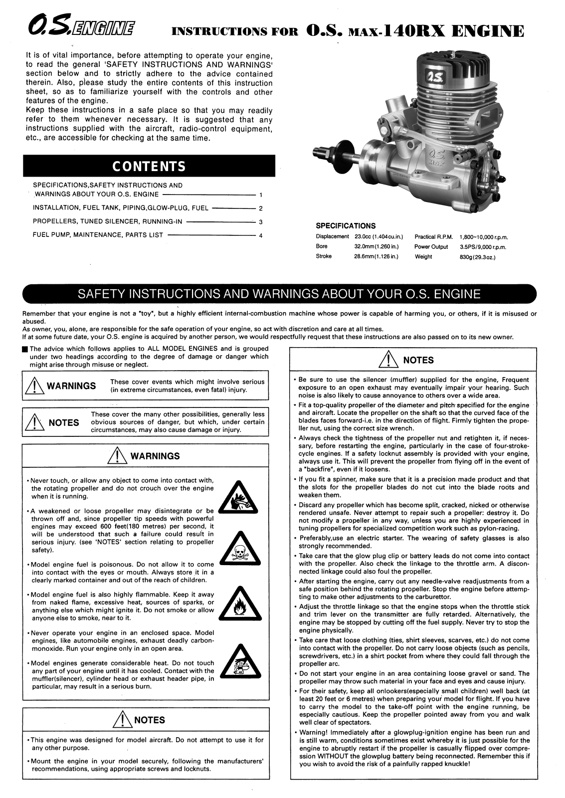 O.S. Engines 140RX User Manual