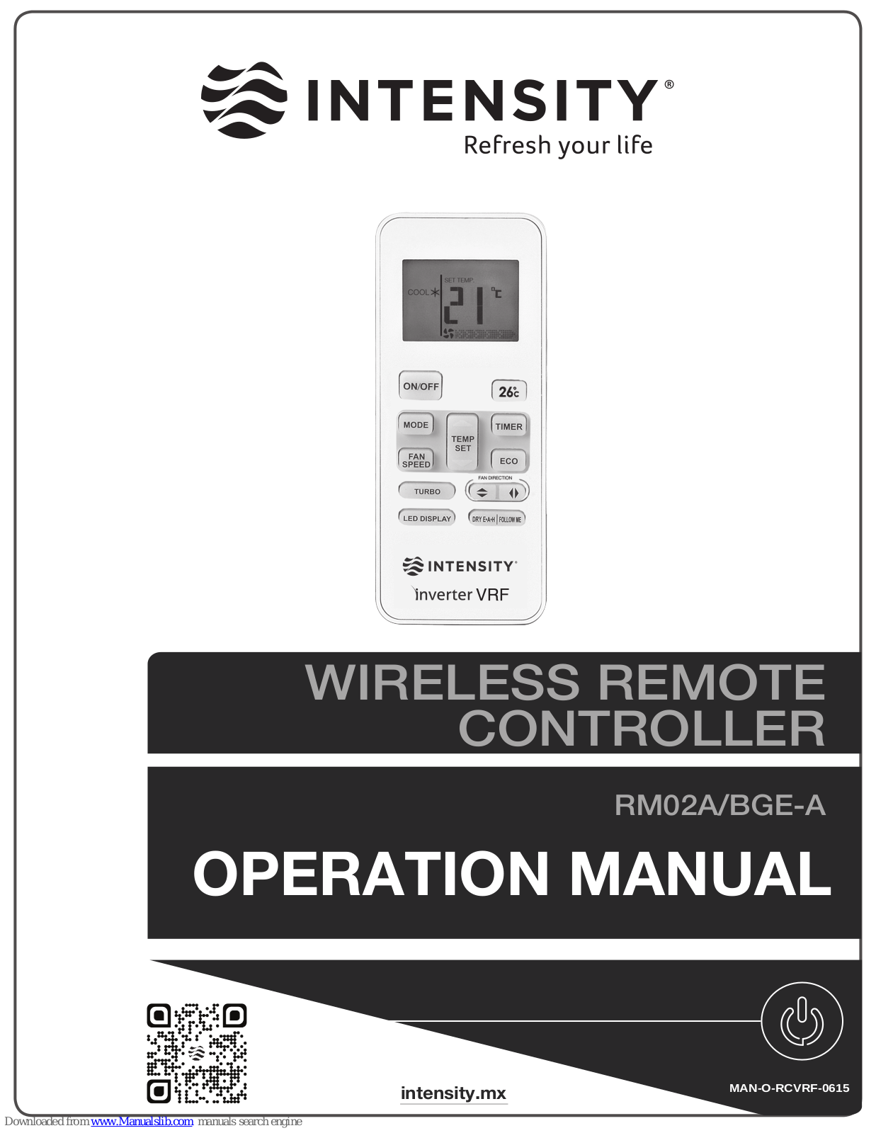 intensity RM02A, BGE-A Operation Manual - ManualMachine.com