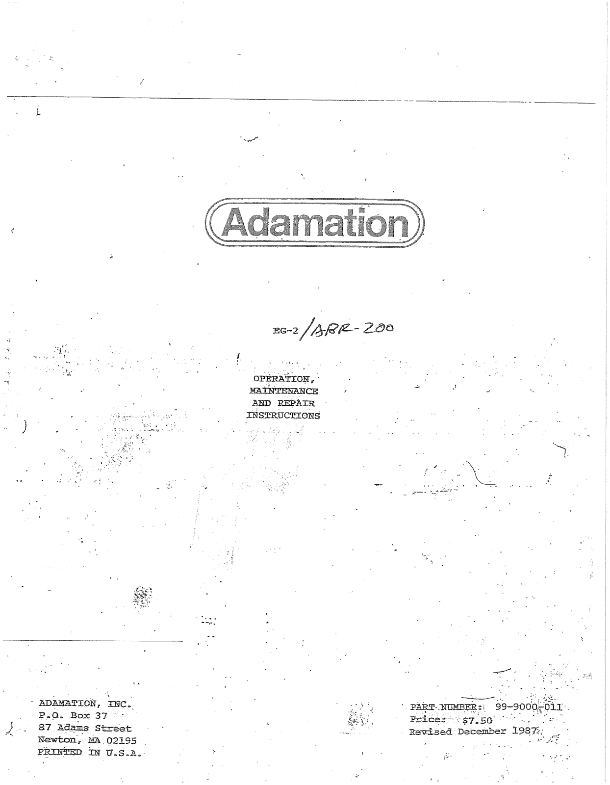 Adamation EG-2 Installation  Manual