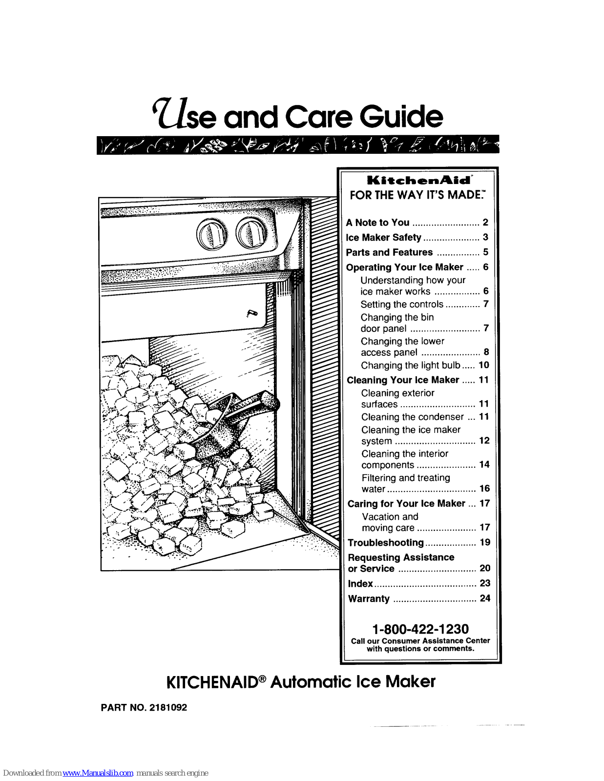 KitchenAid KUIS185FAL Use And Care Manual