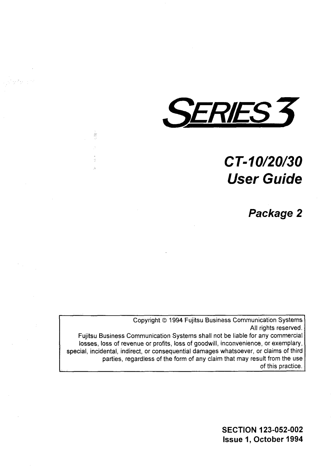 Fujitsu CT-10, CT-20, CT-30 User Guide