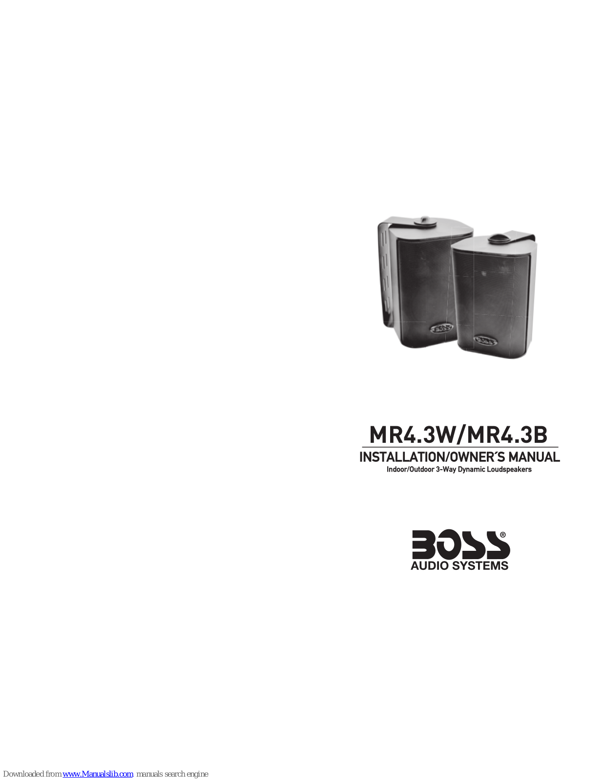 Boss MR4.3W, MR4.3B Installation & Owner's Manual