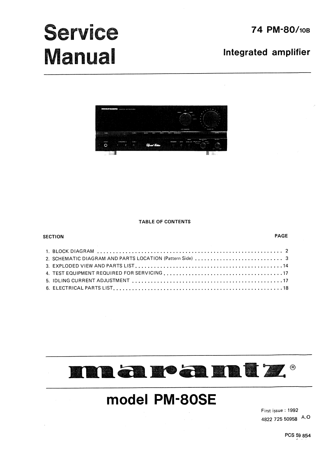 Marantz PM-80-SE Service Manual