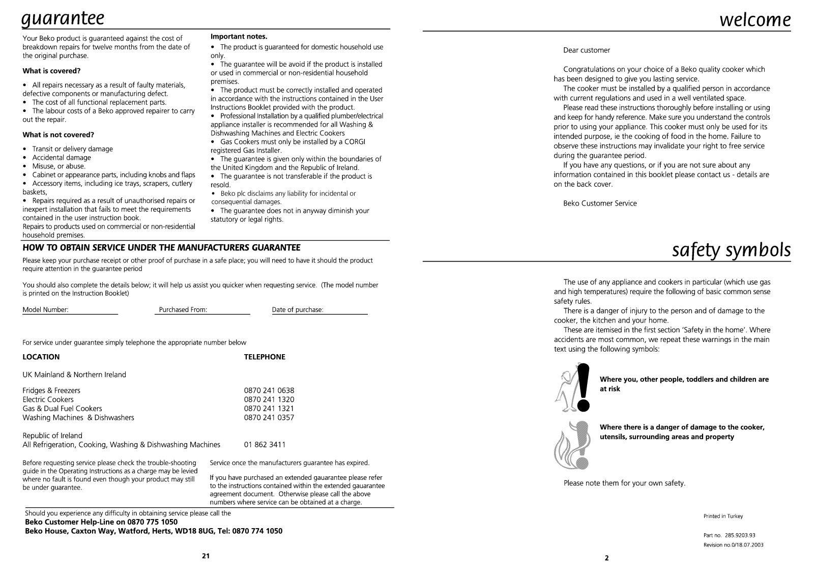 Beko DCG9621 User Manual