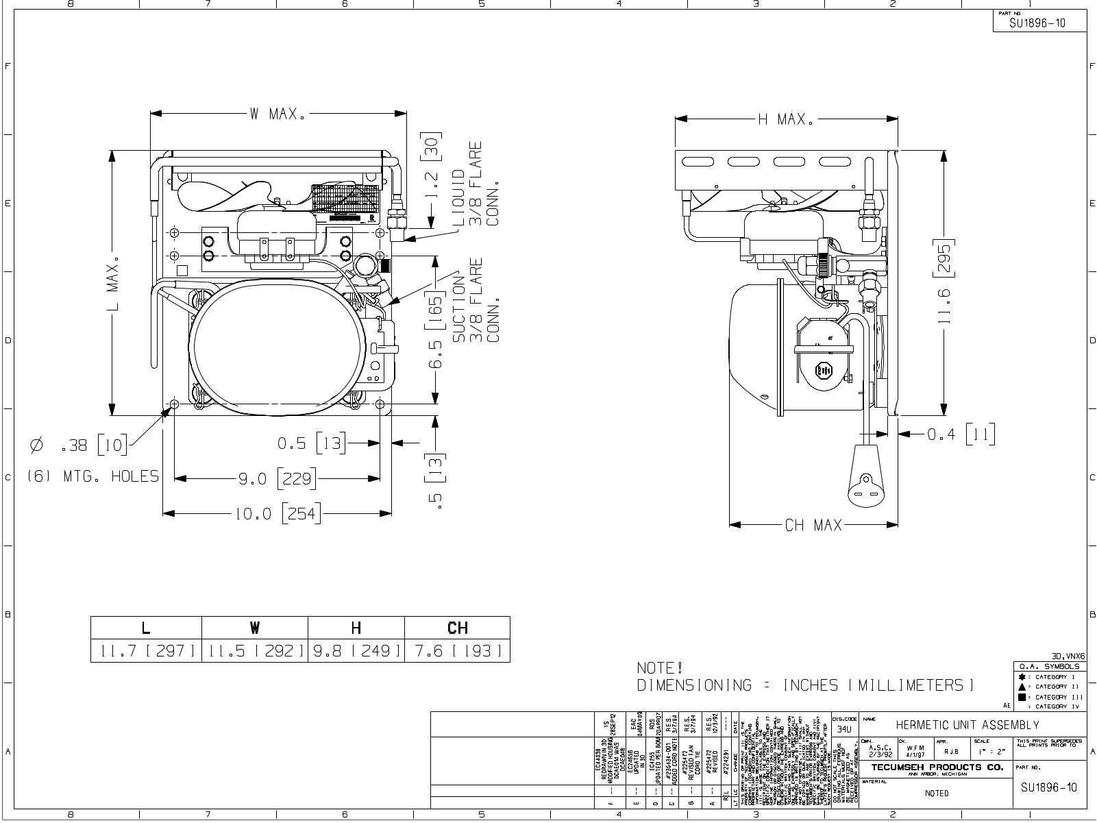 Tecumseh AEA1336AXAXA, AEA3414AXAXA, AEA3414YXAXA Drawing Data