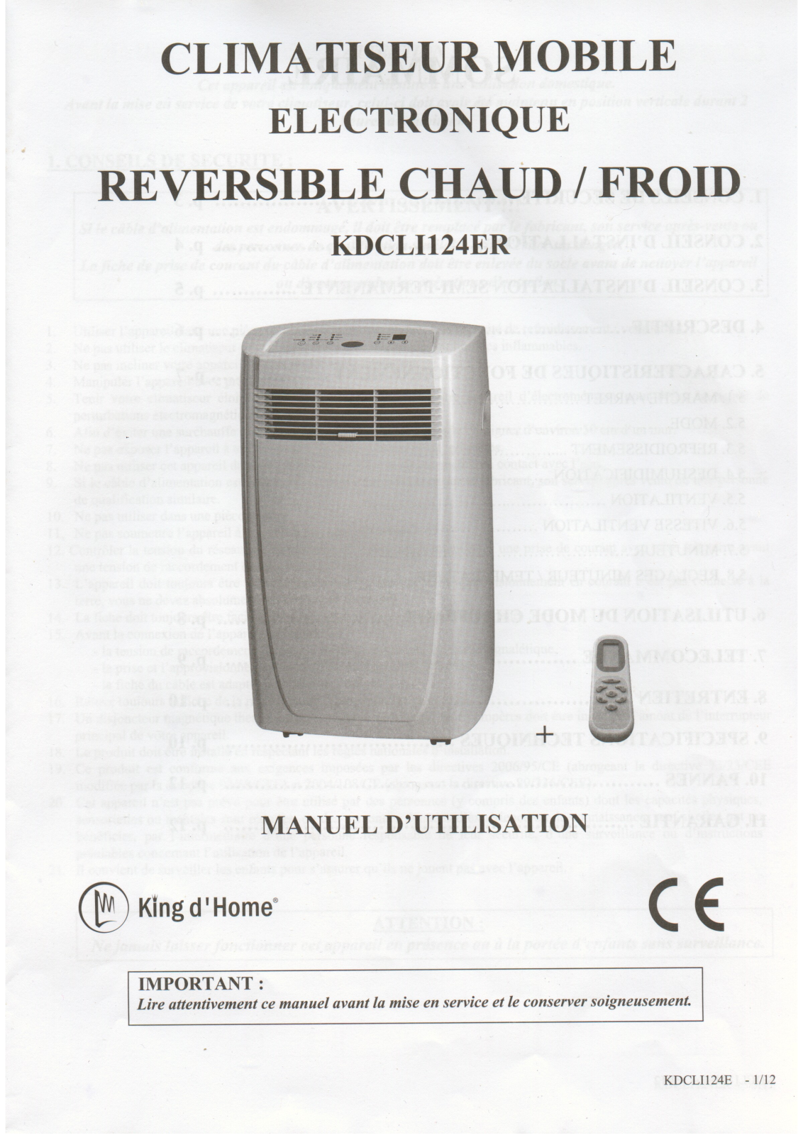 KING D HOME KDCLI124ER User Manual