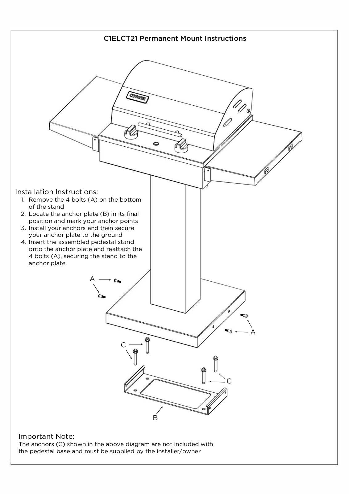 Coyote C1ELCT21 Permanent Mount Instructions