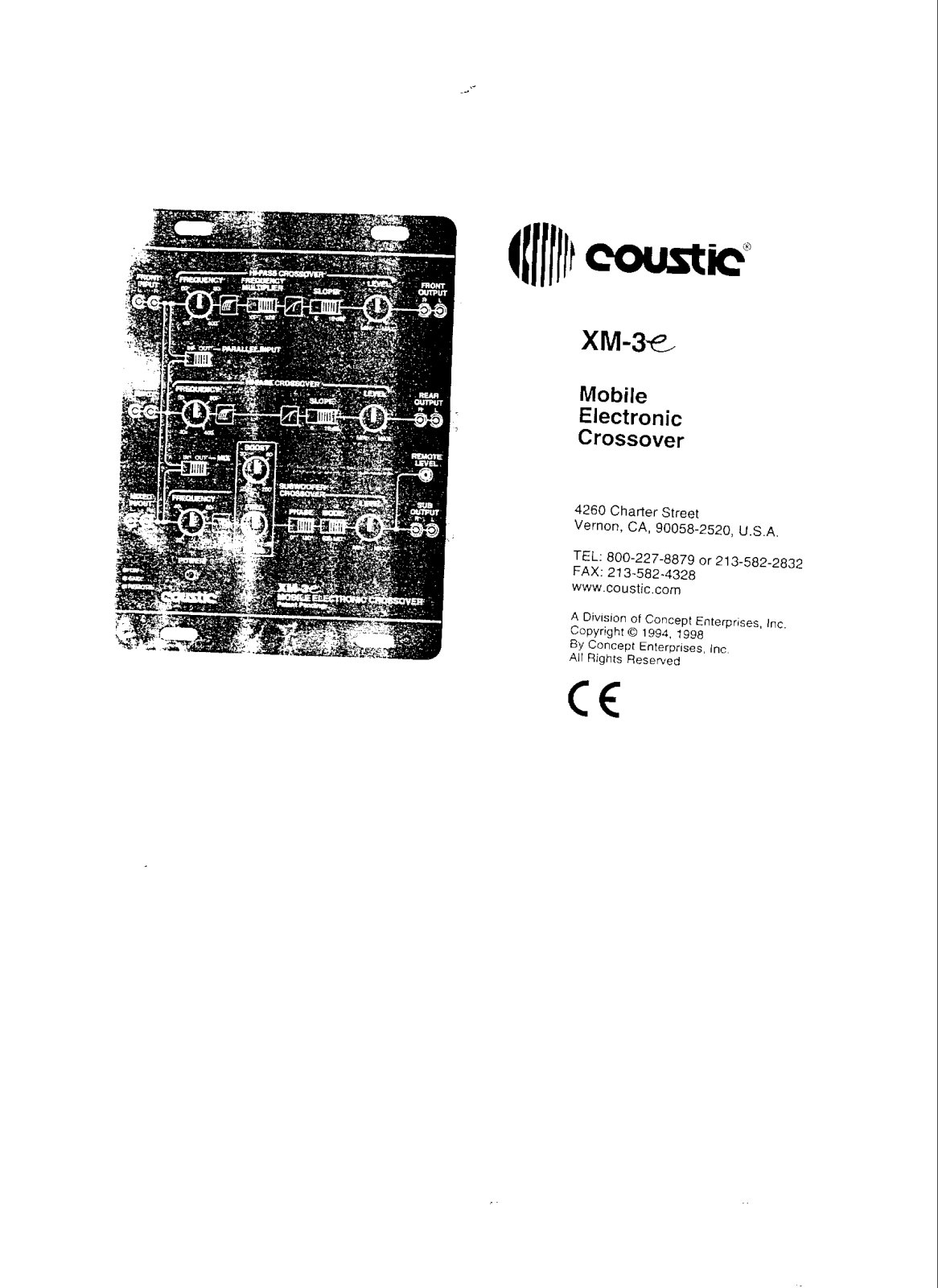 Coustic XM-3e Instruction Manual