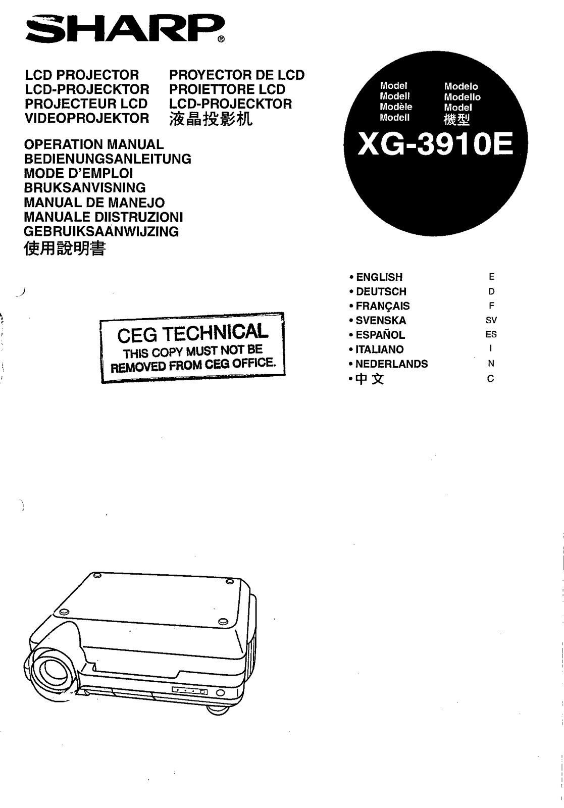 Sharp XG3910E User Manual