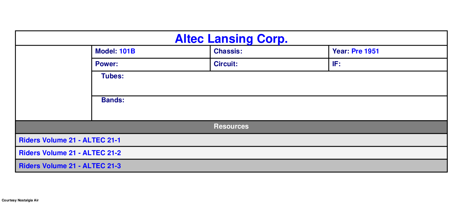 Altec Lansing 101B Schematic