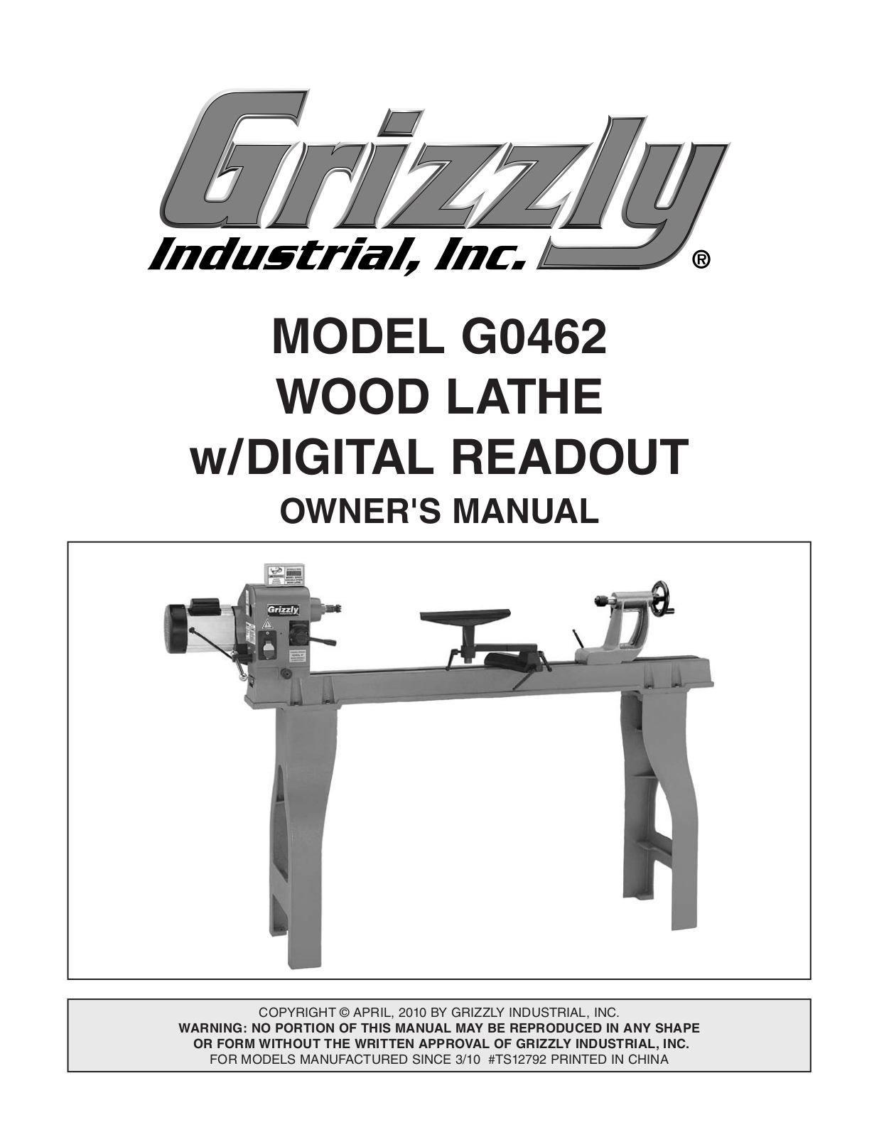 Grizzly G0462 User Manual