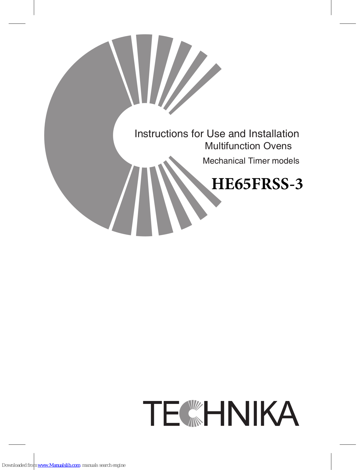 Technika HE65FRSS-3, TO107SS-3 Instructions For Use And Installation